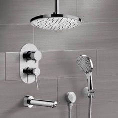 Tub and Shower Faucet Set with Handheld and Ceiling Rain Shower Head